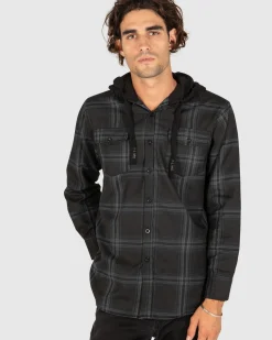 Unit Clothing UNIT Chester Mens Hooded Flannel Shirt Best Sale