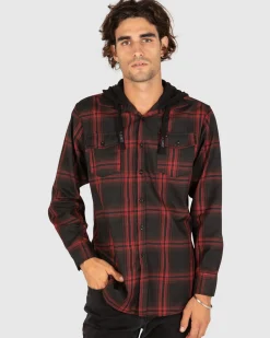Unit Clothing UNIT Chester Mens Hooded Flannel Shirt Best Sale