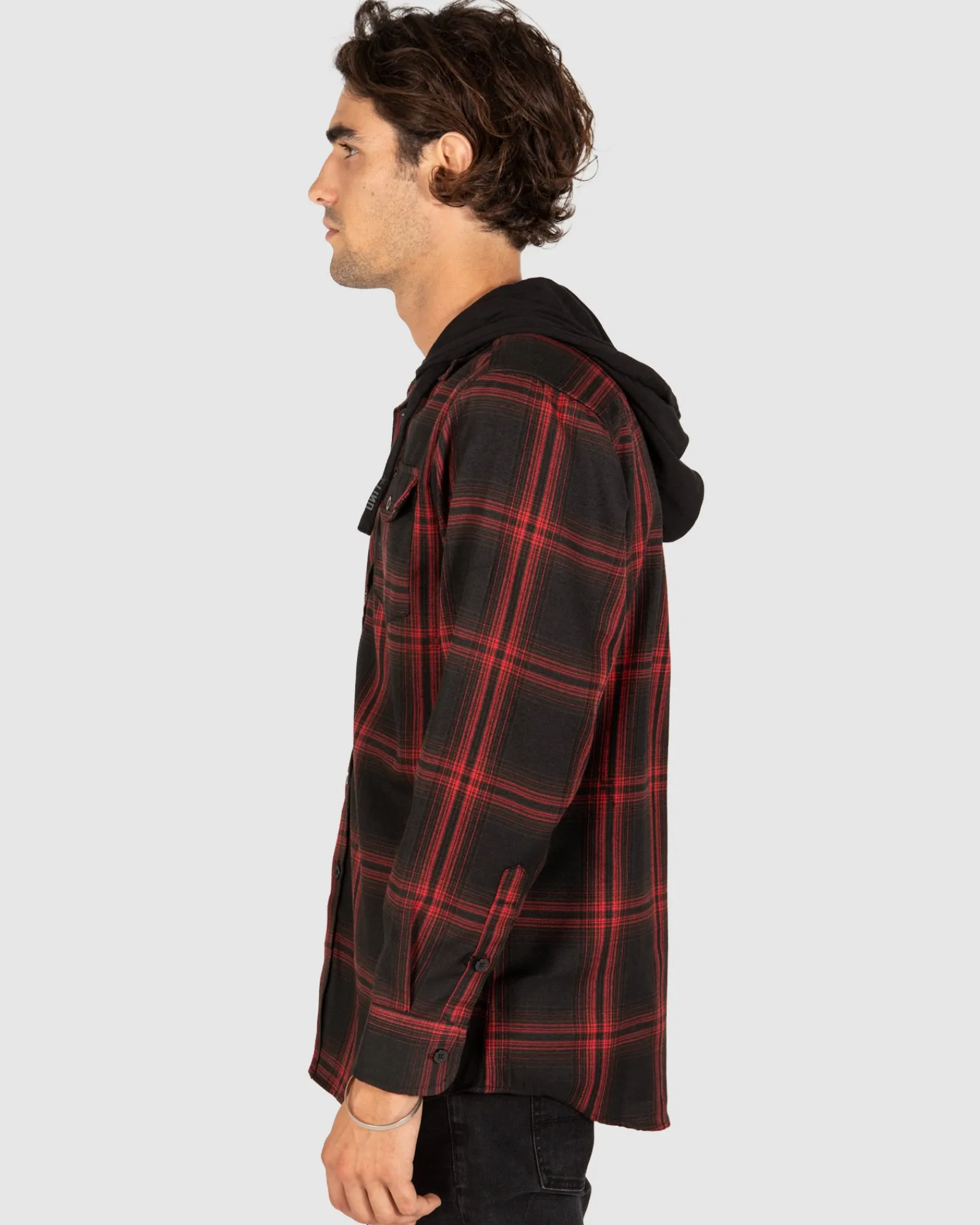 Unit Clothing UNIT Chester Mens Hooded Flannel Shirt Best Sale