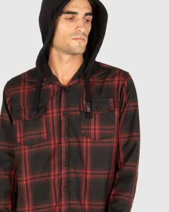 Unit Clothing UNIT Chester Mens Hooded Flannel Shirt Best Sale