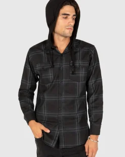 Unit Clothing UNIT Chester Mens Hooded Flannel Shirt Best Sale