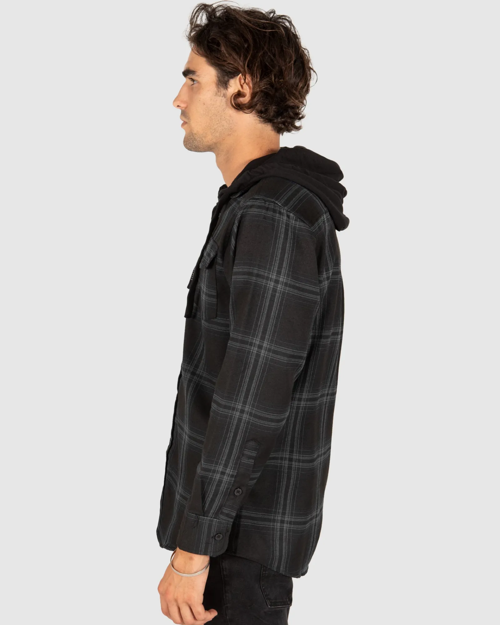 Unit Clothing UNIT Chester Mens Hooded Flannel Shirt Best Sale