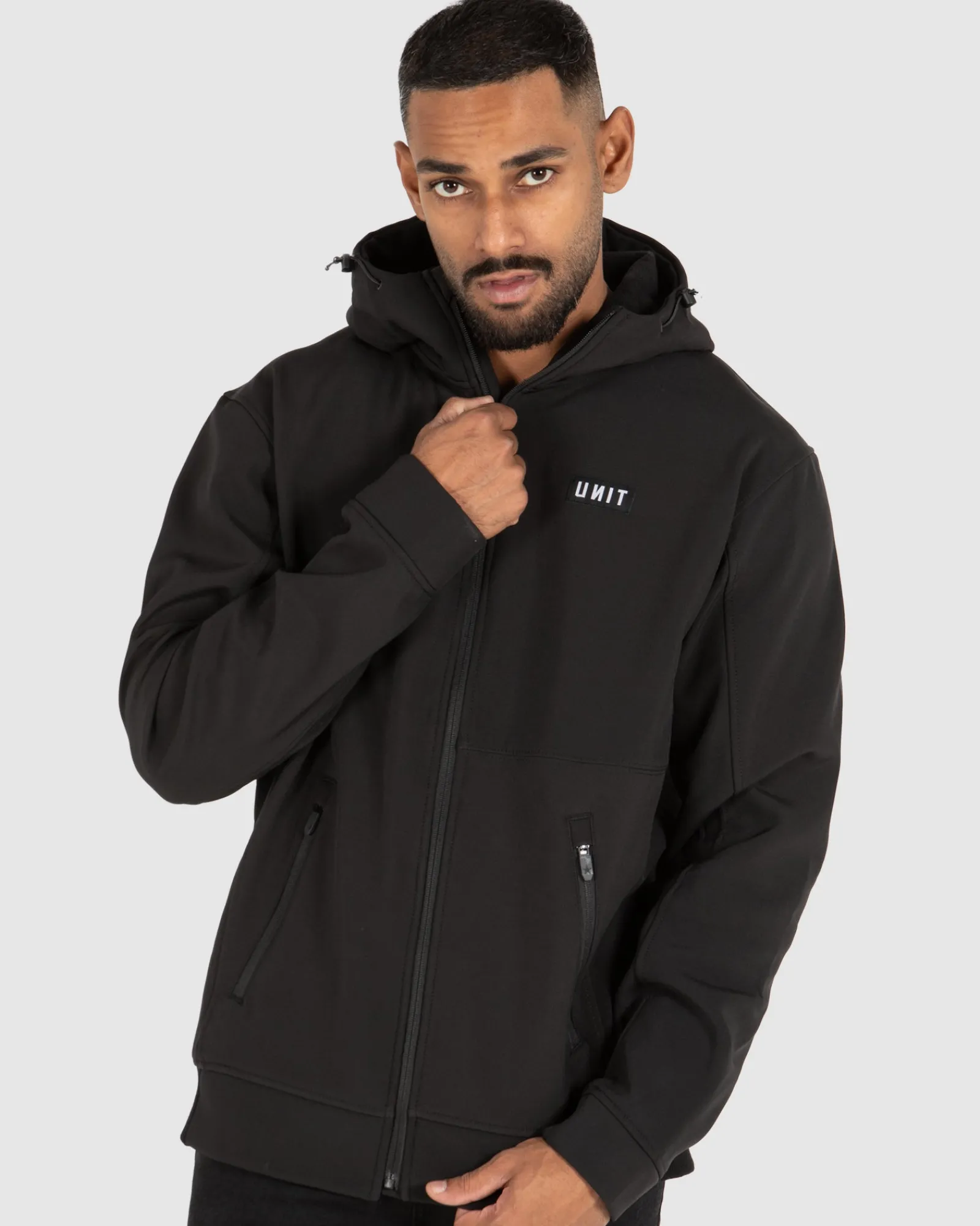 Unit Clothing UNIT Decade Hooded Jacket (Soft Shell) BLACK Fashion