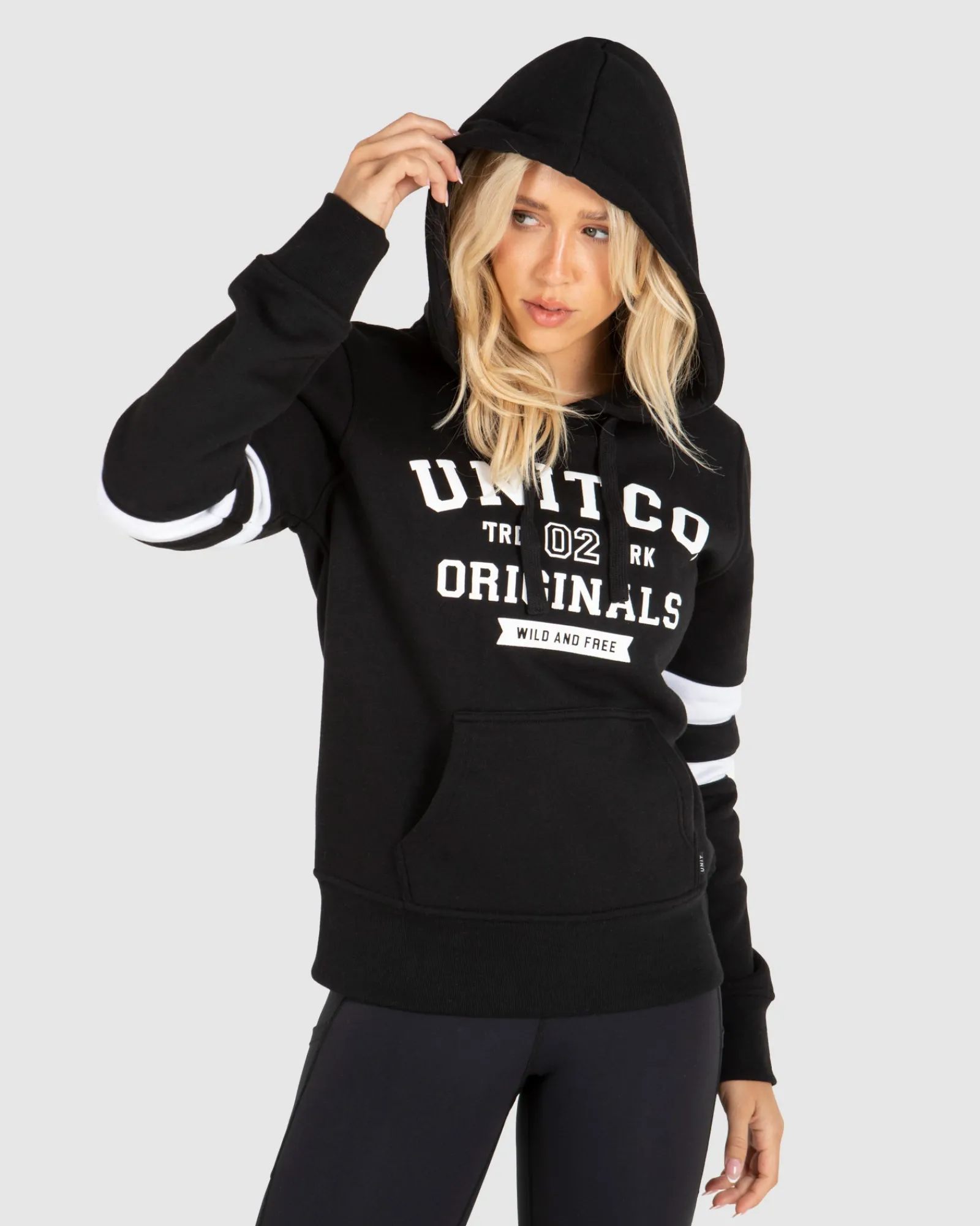 Unit Clothing UNIT Ladies College Pullover Hoodie BLACK Best Sale