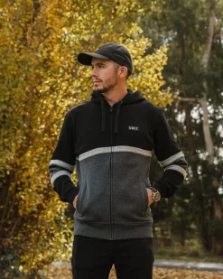 Unit Clothing UNIT Mens Empire Zip Thru Hoodie BLACK Cheap