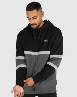 Unit Clothing UNIT Mens Empire Zip Thru Hoodie BLACK Cheap