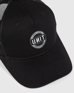 Unit Clothing UNIT Mens Patch Headwear - Trucker Cap BLACK Flash Sale