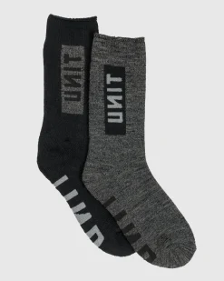 Unit Clothing UNIT Mens Ultra Thick Bamboo Socks 2 Pack MULTI Discount