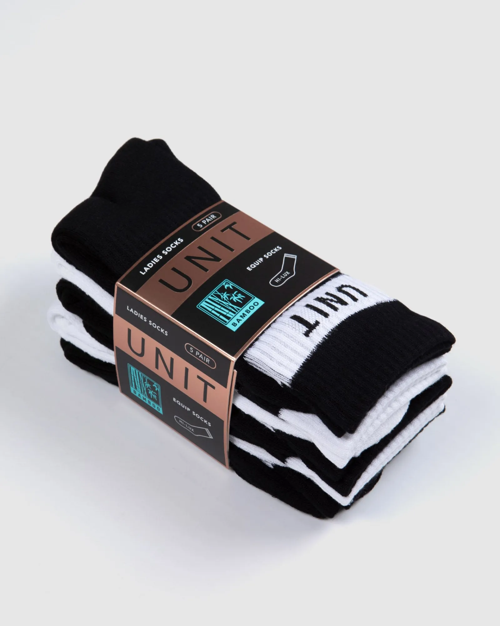 Unit Clothing UNIT Wander Bamboo Socks - 5 Pack BLACK WHITE Flash Sale