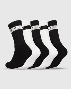 Unit Clothing UNIT Wander Bamboo Socks - 5 Pack BLACK WHITE Flash Sale